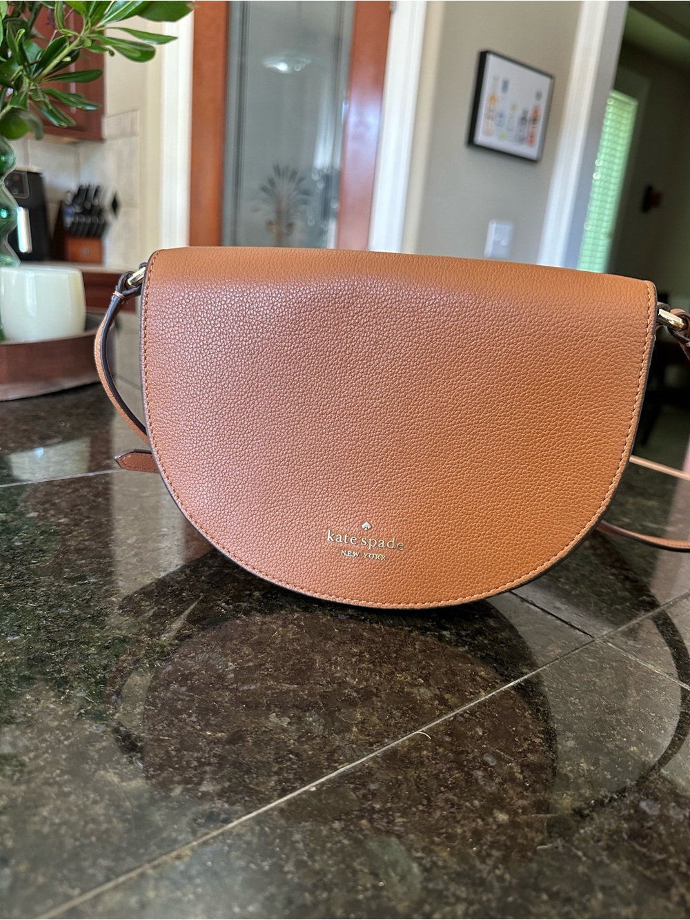 kate spade Luna Half MoonTan Pebbled Leather Saddle Crossbody - Picture 2 of 8